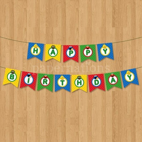 HBD Sesame Street Bunting Flag